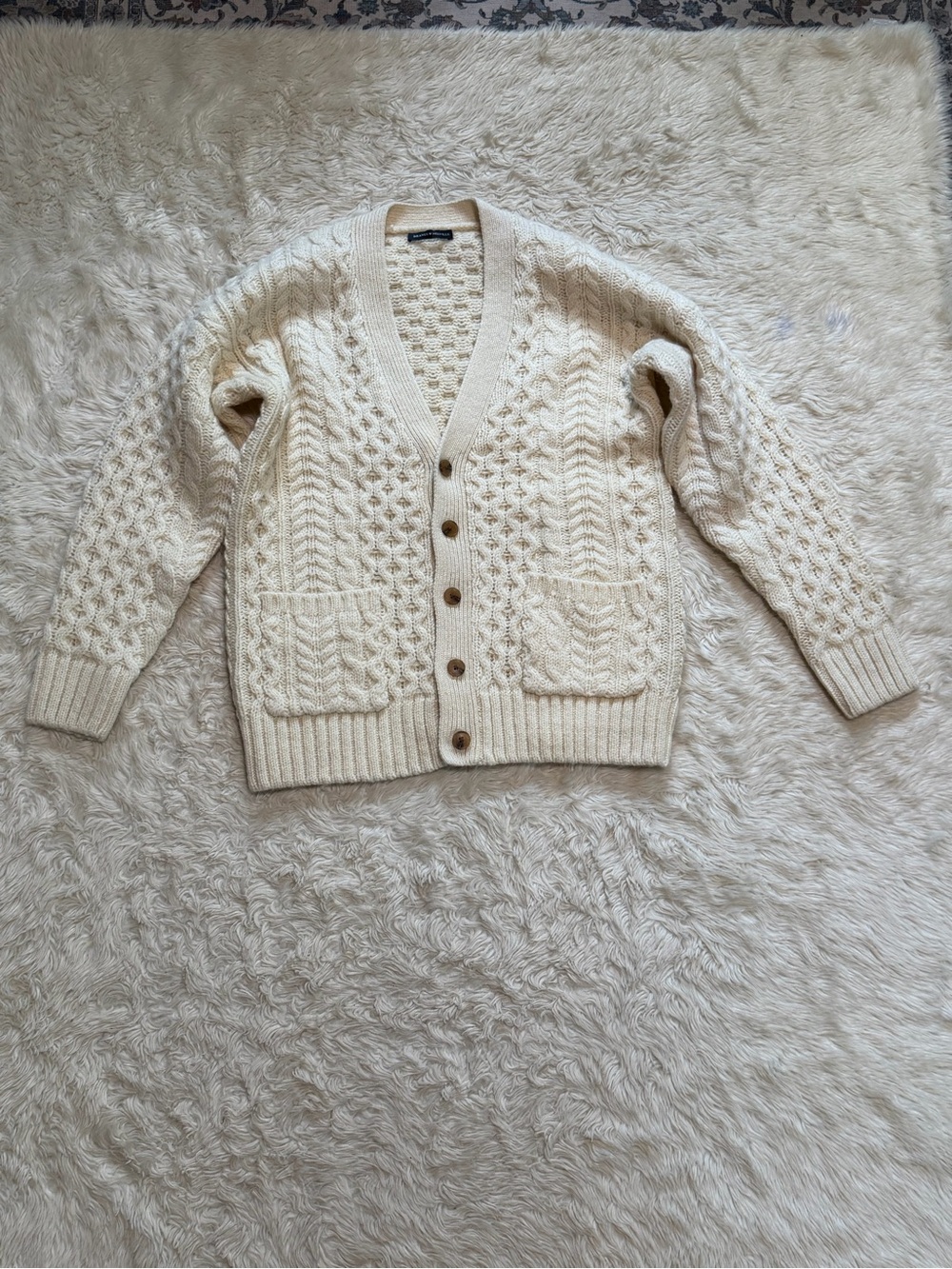 Brandy Melville Eva Wool Cable Knit Cardigan in Cream - One Size - Picture 3 of 7